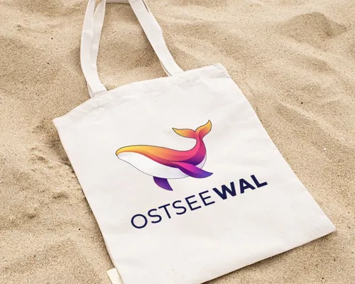 Stofftasche mit OSTSEE WAL Logo im Sand